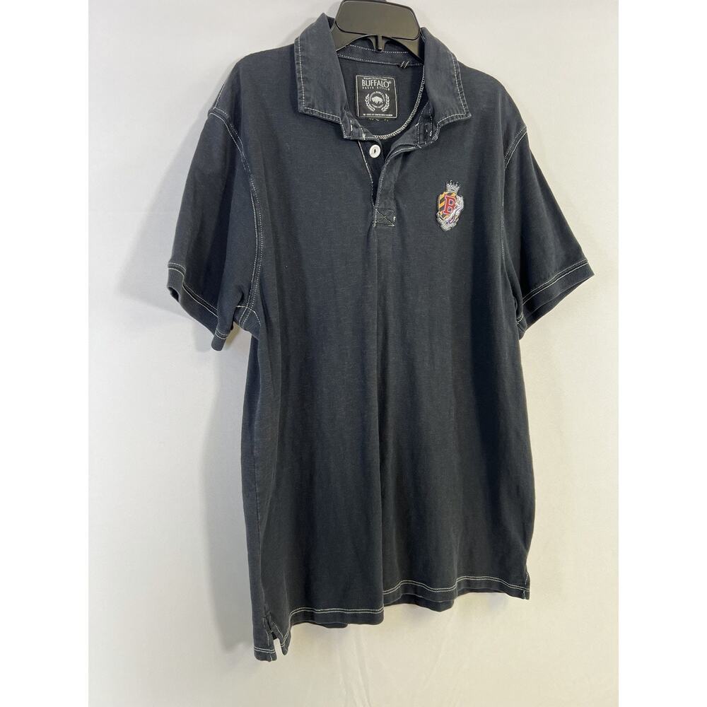 VTG Y2K Buffalo David Bitton Men’s Striped Faded Black Polo Shirt Size M - Picture 3 of 10